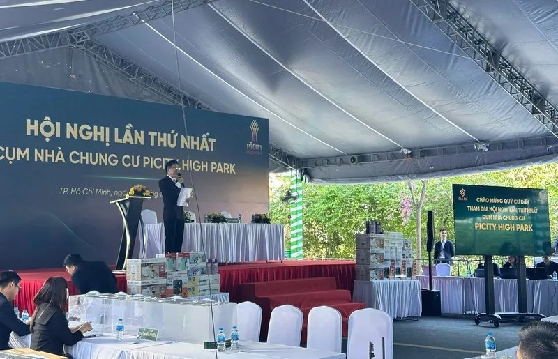 Đại diện phát biểu tại Hội nghị lần thứ nhất Cụm nhà chung cư Picity High Park.