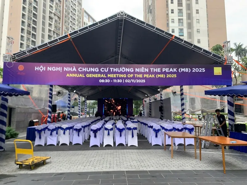 Toàn cảnh nhà bạt Hội nghị nhà chung cư thường niên The Peak M8 năm 2025 tại TP.HCM.