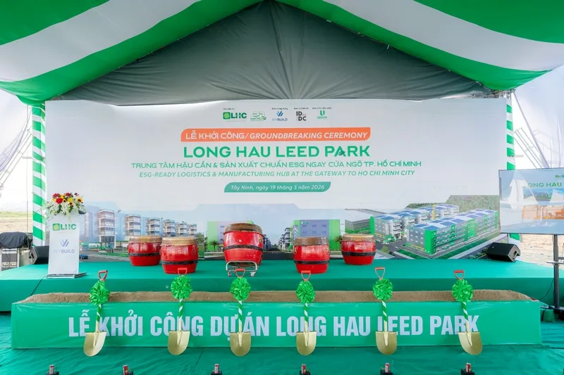 Khu vực nghi thức lễ khởi công được Sài Gòn Light Event bố trí rõ ràng, trang trọng và phù hợp với chương trình doanh nghiệp.