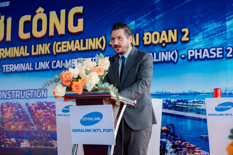 Chủ đầu tư phát biểu tại lễ khởi công Cảng Cái Mép Gemadept – Gemalink giai đoạn 2, sự kiện do Sài Gòn Light Event đồng hành tổ chức.
