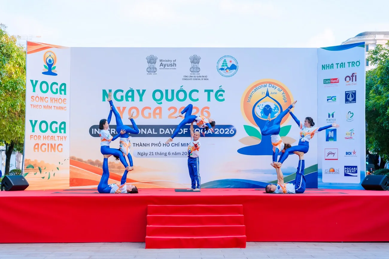 Tiết mục biểu diễn trên sân khấu Ngày Quốc tế Yoga 2026 tại TPHCM