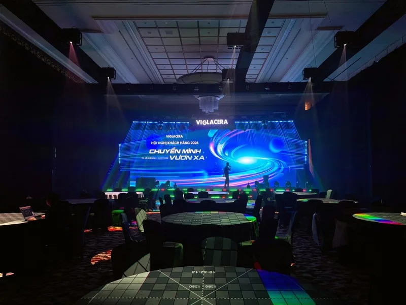 Tổng duyệt hiệu ứng visual bàn tiệc Gala Dinner VIGSA 2026.